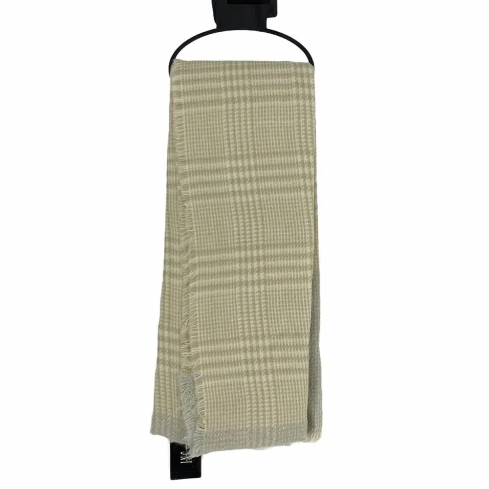 INC Plaid Tan And Grey Scarf Wrap One‎ Size